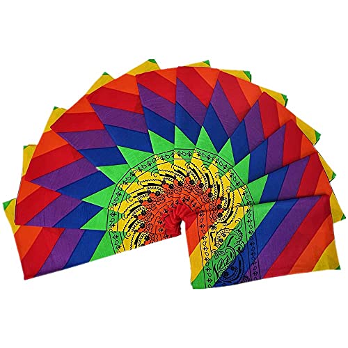 Vamqor 12pcs Bandana for women and men 100% Cotton Custom Fashion Paisley Design Multifunctional Outdoor Square Handkerchief - color: Lgbt