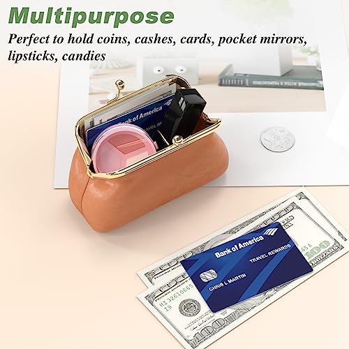 Coin Purse, Small PU Leather Change Purse, Coin Wallet with Clasp, Car Change Holder Pouch for Woman Men Kids Girls, Brick Red - color: Brick Red