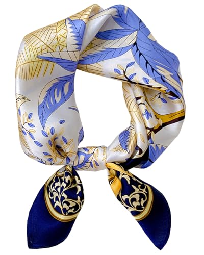 Satin Bandana Headscarf for Women Silky Hair Scarves for Fashion Lightweight - color: 11-blue Leaves