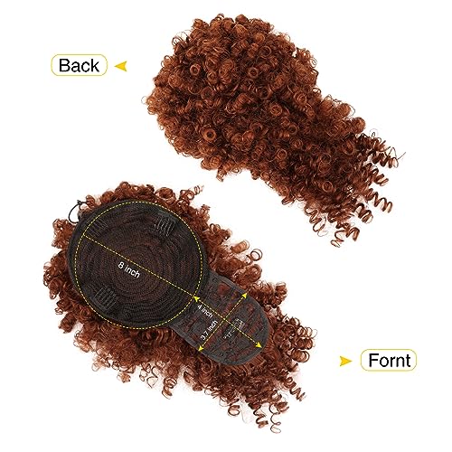 Drawstring Ponytail with Bangs - Afro Puff Extensions for Women, Short Curly Clip in Wrap Updo Hairpiece (350#) - color: 350#