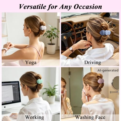 Medium Flat Hair Clips for Women, French Claw Clips Strong Hold for Thick & Thin Hair, Duckbill Hair Clips Non Slip for Driving Yoga - White, Pink, Purple, Green, 4pcs - color: White, Pink, Purple, Green