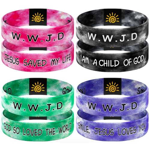 4 Pcs Surfer Beach Bracelets for Men Women Inspirational Elastic Comfy Summer Reversible Wristband Gifts Friendship Bracelets - color: WWJD-Bracelets, size: (7.5") Large