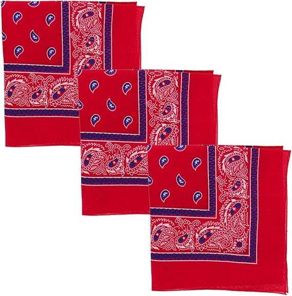 Motique Accessories Two Tone Paisley Bandana - Set of 3 - color: Red