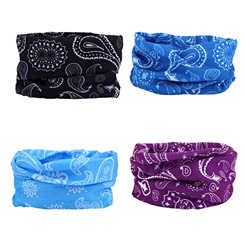 4 Cashew Flower Headband Bandana Balaclava Half Face Mask Shield Head Hair Scarf Neck Gaiter Hat Multipurpose For WoMen Men Breathable Reusable Washable Black Blue Purple - color: 4x Konjac Flowers Face Mask