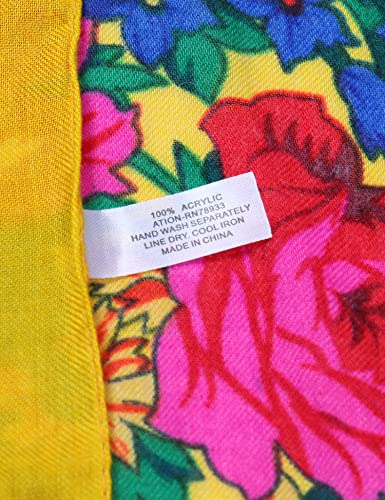 MJ SERECA Acrylic Bandana Printed Hair Scarf Square Ukrainian Head Scarf Floral Babushka Neck Scarf for Women 30"/42"/60" - color: 3 Pack-d 30"