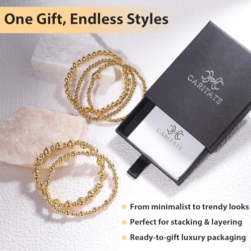 Gold Beaded Bracelets for Women: 14K Gold Bracelets for Women Trendy Dainty Gold Ball Bracelet Stack for Womens - Boho Stretch Bracelets Jewelry Sets with Cross Fashion Accessories Gifts for Women - style: Gold Ball