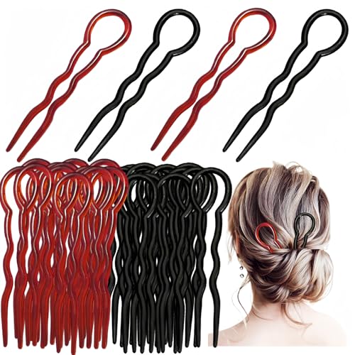 48 Pcs Hair Pins for Women U Shaped Bobby Pins Spiral Plastic Hair Twist Tool Hairstyle Accessories, Black an Brown