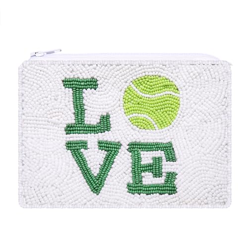 Beaded Coin Purse Jellyfish Tennis Seed Beaded Small Zipper Pouch Wallet Game Day Sports Birthday Gift (tennis beaded coin purse) - style: Tennis Beaded Coin Purse