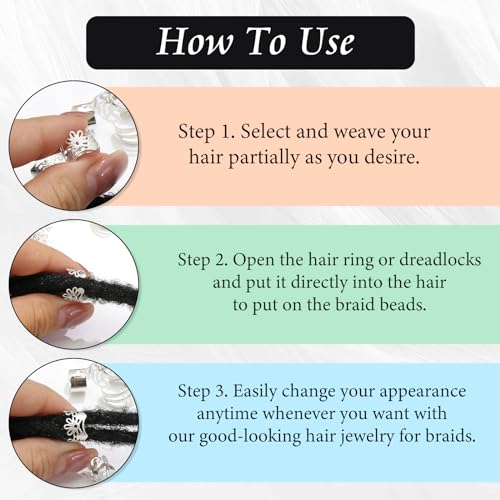 40PCS Silver Hair Jewelry for Braids Multi Style Hair Cuffs Metal Loc Dreadlock Accessories Non-Piercing Ear Clips Braid Jewelry for Women and Girls - color: Silver-1