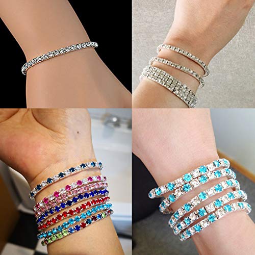 Zealmer Sparkle Multicolor Rhinestone Stackable Stretch Bracelets for Women - color: 8pcs multicolor