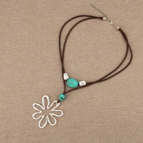 JAOYU Boho Necklace for Women Large Pendant Necklace Boho Long Choker Leather Gold Necklace Vintage Earthy Jewelry Trendy - style: Bohemian Large Pendant Necklaces