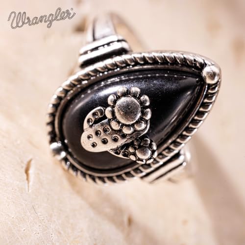 Montana West Wrangler Western Couture's Bohemian Turquoise Cuff Ring for Women Cowgirl Size 7 - color: Black