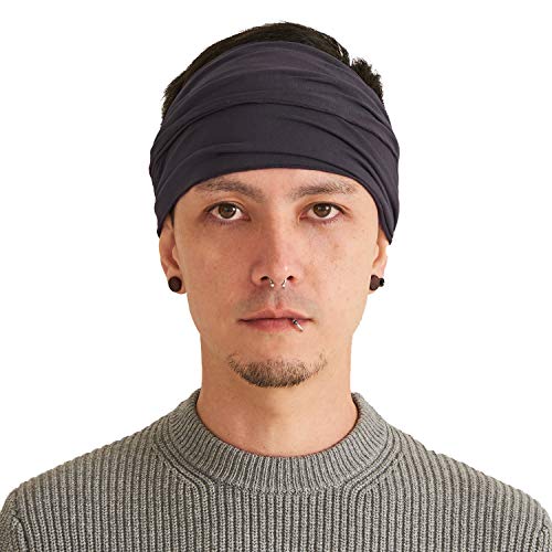 CHARM Headband for Men, Japanese Style Bandana Head Bands for Women and Men, Stretch Hair Band for Sports & Daily Wear by Casualbox - color: Dark Gray, size: Medium