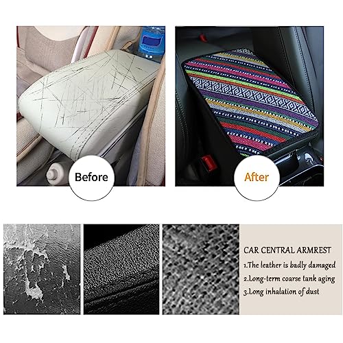 Car Center Console Cover,Boho Car Accessories Car Armrest Box Pad for Comfortable Support,Universal Armrest Cover for Car Truck SUV Center Console,Car Decorations Interior Aesthetic (Armrest cover-B) - color: Armrest cover-B