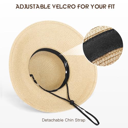 Beach Hats for Women, Sun Straw Hat for Women, UPF 50+ UV Sun Protection Sun Hat Womens, Foldable Floppy Sun Hat - color: C-beige