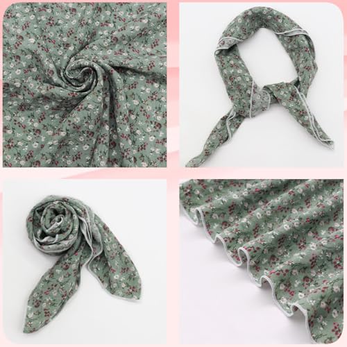 Bandanas for Women Men 21"x21" Floral Headband Scarf Versatile Hair Bandana Square Head Scarf - color: Flowers in Rain