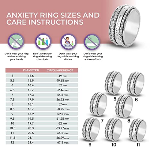 Shop LC 925 Sterling Silver Fidget Spinner Ring for Women - color: Best Mom