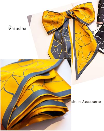 Purse Scarf For Handbags Head Scarves For Women's Hair Bags Scarfs Long Skinny Scarves Fashion Silky - color: A27-gold Ash Crack