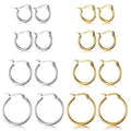 ORAZIO 4 Pairs Stainless Steel Hoop Earrings Set Cute Huggie Earrings for Women,10MM-20MM - style: E: Silver-tone,4 pairs,Gold-tone,4 pairs