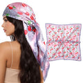 AWAYTR 35” Square Satin Head Scarf Hair Scarf for Women's Hair Silk Bandana for Women Silk Head Wrap for Sleeping - color: Leopard Print Pink