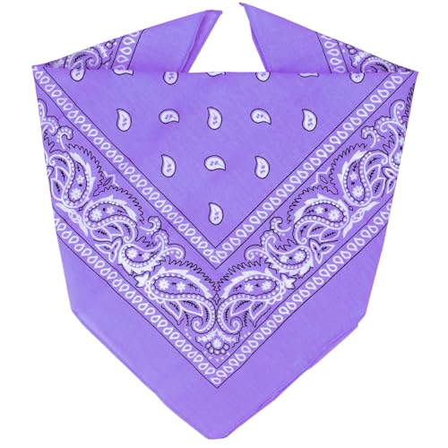 ZENO 100% Cotton & Natural Fibers Bandana Scarf - Soft, Durable, Machine Washable – Unisex for Men & Women - color: Lavender Single