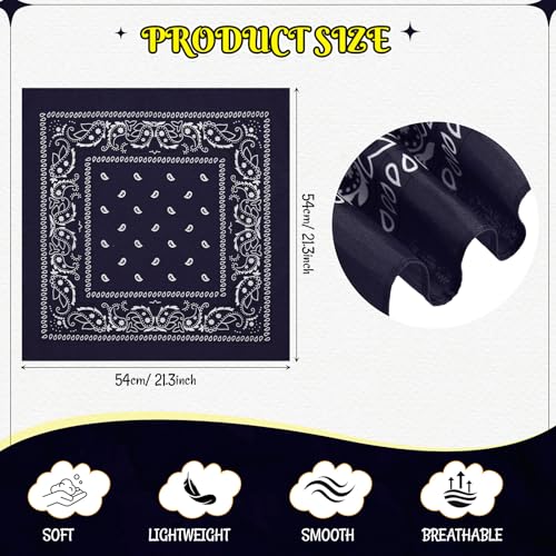 Bandanas Scarf with Leather Ring Floral Buckle Paisley Bandana Headwear Western Scarf Gifts for Women Men Halloween - color: Navy Blue