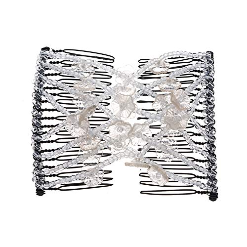 3Pcs Easy Combs Women Girls DIY Hair Styling Accessories Magic Double Slide Stretchy Flower Combs Hair Clip Hairpins