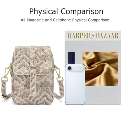 myfriday Vintage Crossbody Phone Bag for Women, Small PU Leather Shoulder Purse and Handbag - color: B-flower