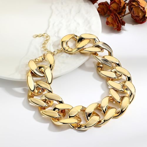 choice of all Chunky Gold Necklace Statement Necklace for Women Punk Chain Thick Gold Choker Jewelry Trendy Birthday Gifts - color: I:chunky necklace earrings set