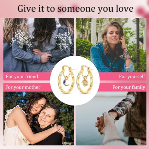Parmuz 925 Sterling Silver Earrings Hoops for Women Ladies Simple Lightweight Twisted Medium Hoop Earrings With Cubic Zirconia Hypoallergenic Jewelry for Her - color: Gold 5