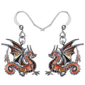Enamel Alloy Dinosaur Fantasy Dragon Earrings Drop Dangle Unique Animal Jewelry For Women Dragons Gifts - color: Brown