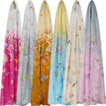6 Pieces Scarves for Women Ladies Lightweight Silk Gorgeous Floral Pattern Lotus Print Chiffon Scarves - color: Multi Butterfly