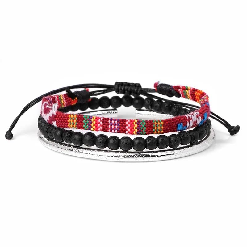 Hippie Necklaces For Women Men, Boho Woven Rope String Bracelets Handmade, Adjustable Braided Long Rope Charm Pendant, Peace Sign Bohemian Couple Bracelets Jewelry Keychain - color: hippie bracelets 650