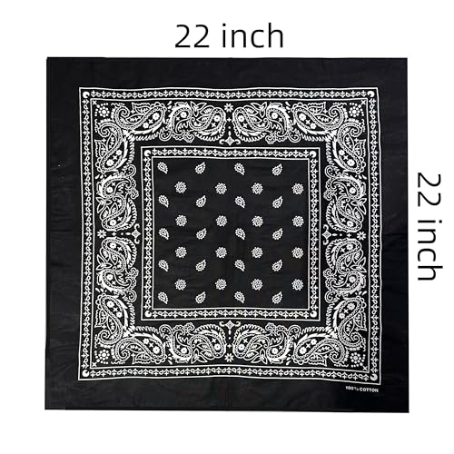 Vamqor 100% Cotton 10 Pack Fine Bandanas - color: Black