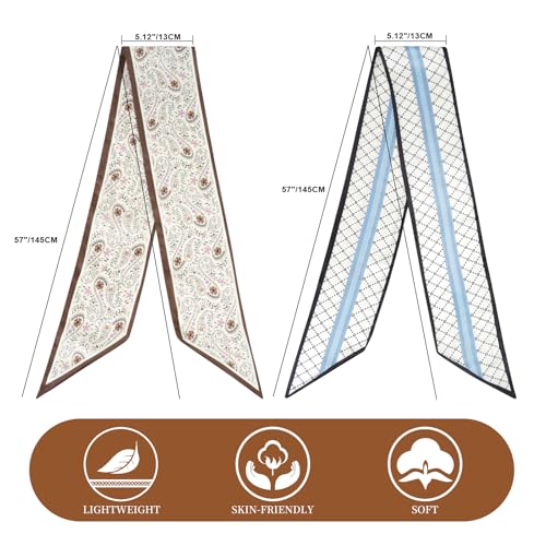 GERINLY 2 PCS Neck Scarf for Women, Long Purse Scarf for Handbags, Narrow Hair Scarves, Bag Charm Accessories Headband - color: Blue