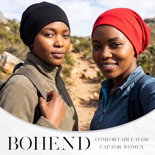 Bohend Bohemian Beanie Hats Headwear Cap Stretch Non Slip Bandanas Sleep Turbans Hats for Women Men Close top Head Covering - style: Pure Color Style
