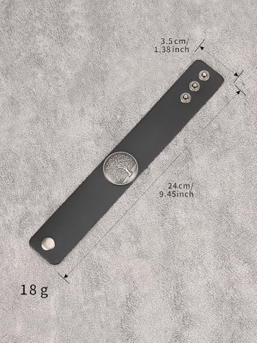 GelConnie Punk Leather Cuff Bracelet Adjustable Straps Wrap Bracelets Arm Armor Cuff Gothic Leather Wristbands for Men, Women - color: MLPB110-Black