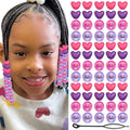60PCS Heart Hair Beads Purple Hot Pink Loc Bead Valentine's Day Accessories Lovely AB Round Beads for Dreadlock Cute Acrylic Pony Bead for Kids Girls - color: Purple&Hot Pink