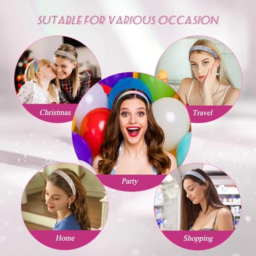 Fishdown Headbands for Girls 3 CM Wide, 5 Pack Cute Sparkly Hair Bands for Kids, Rainbow Sequin Girls Headbands for Kids Children Teens Women - color: Color-5