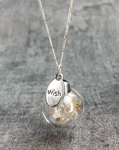 MadamLili | Dandelion Wish Necklace – 925 Sterling Silver | Real Dandelion Seeds from Germany in Borosilicate Glass | Nature-Inspired Terrarium Jewelry | Lucky Charm for Dreams & Wishes