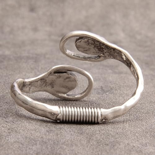 Gold Cuff Bracelet for Women Silver Beaded Bracelets Open Bangle Stackable Stretch Bead Bracelet Boho Jewelry Gifts for Wife Couple - style: Chunky Gold Arm Cuffs