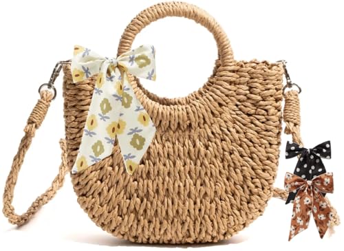 Crochet Beach Bags for Women Woven Purses Shoulder Bag Tote Handbag Summer Beach Purse - color: Wy20