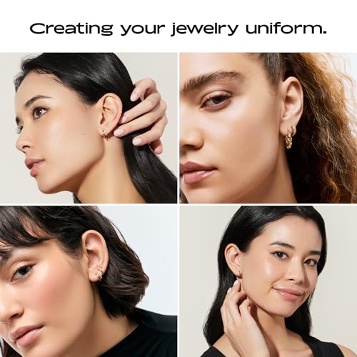 Ana Luisa Double Hoop Earrings for Women - 14K Gold Plated & Silver Rhodium Huggie Hoops - Hypoallergenic, Water-Resistant, Tarnish-Free, Small, Dainty & Trendy Two Hoop Earring Styles for Daily Wear - color: Gold Cubic Zirconia, size: Mini