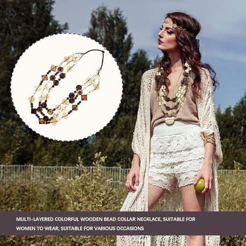 3- Layered Statement Necklace Womens Bohemia Choker Necklaces - color: Black White