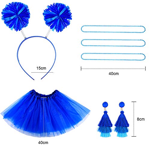Hicarer 6 Pcs 4th of July Tutu Set Women Red White and Blue Accessories 250th Tutu Patriotic Costume Independence Day Favors - color: Blue