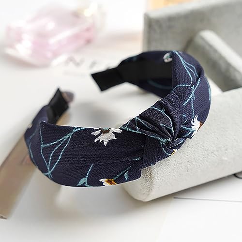 DRESHOW 8 Pack Knotted Headbands for Women Wide Turban Headband Yoga Exercise Ribbing Hair Hoop Hair Bands Accessories - color: 8 Pack Chiffon Printing C