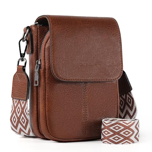 TANTOMI Small Crossbody Bags for Women Trendy, Cell Phone Purses Wallet with 4 Card Slots, Small Purses with Adjustable Strap - color: 02-brown