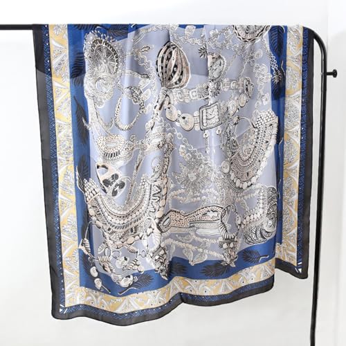 K-Elewon Large Square Scarf 43" Silk Scarf Fashion Scarves Silk Feeling Hair Wrapping Scarfs Night Sleeping Headscarf - color: Vb26