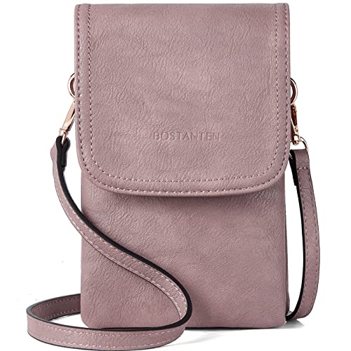 BOSTANTEN Vegan Leather Crossbody Bags for Women Designer Cell Phone Bag Wallet Purses Adjustable Strap - color: A-06-purple Lavender