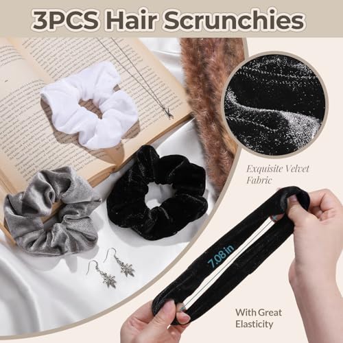 LEOBRO Spa Headband, 6pcs Makeup Headbands and Hair Scrunchies, Bow Skin Care Headband for Washing Face for Teen Girls Women, Easter Basket Valentines Gifts for Girls, Black & White & Gray - color: Black, White, and Gray